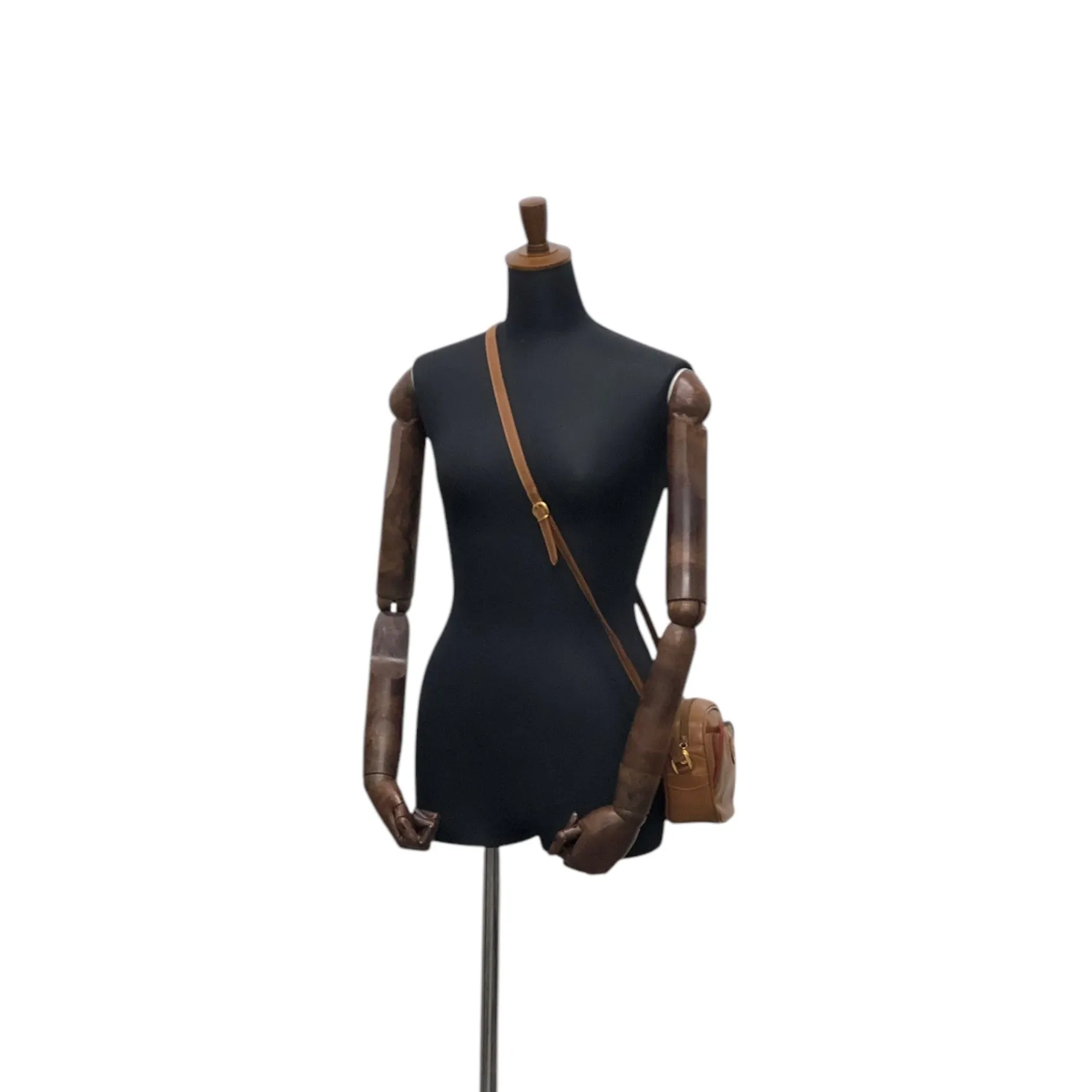 GUCCI Sherry Line Logo Embossed Shoulder bag Brown Vintage e8xuny