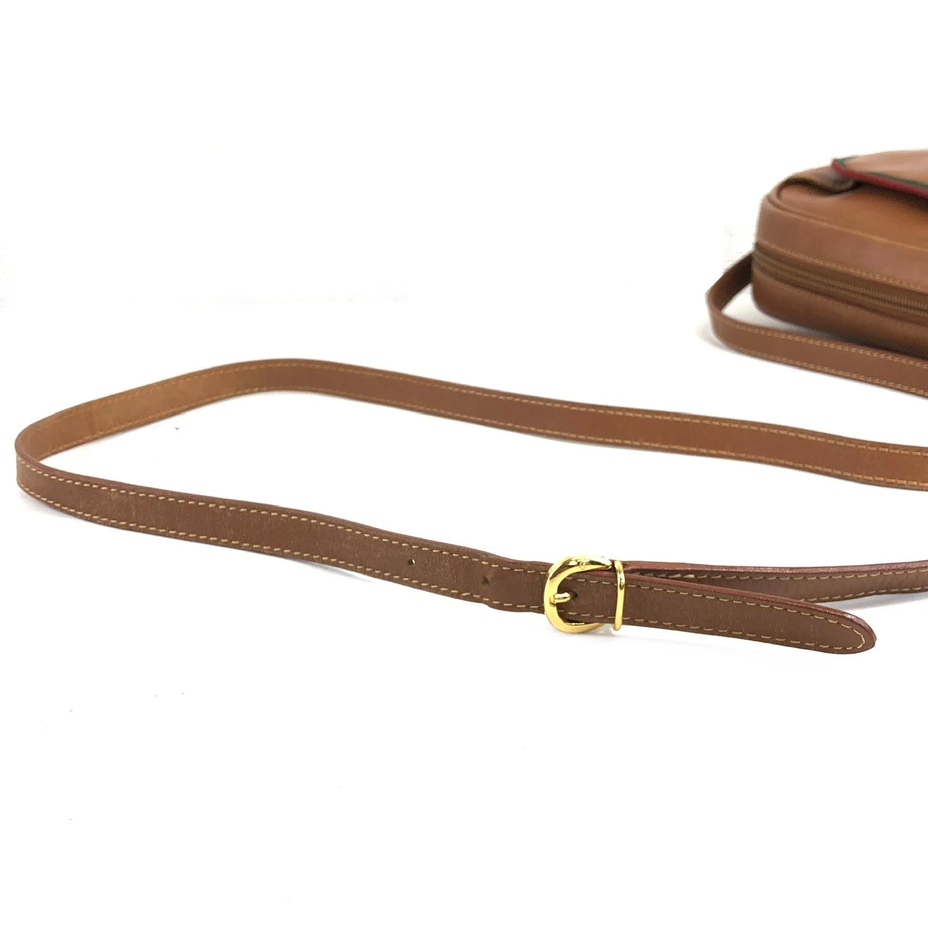 GUCCI Sherry Line Logo Embossed Shoulder bag Brown Vintage e8xuny