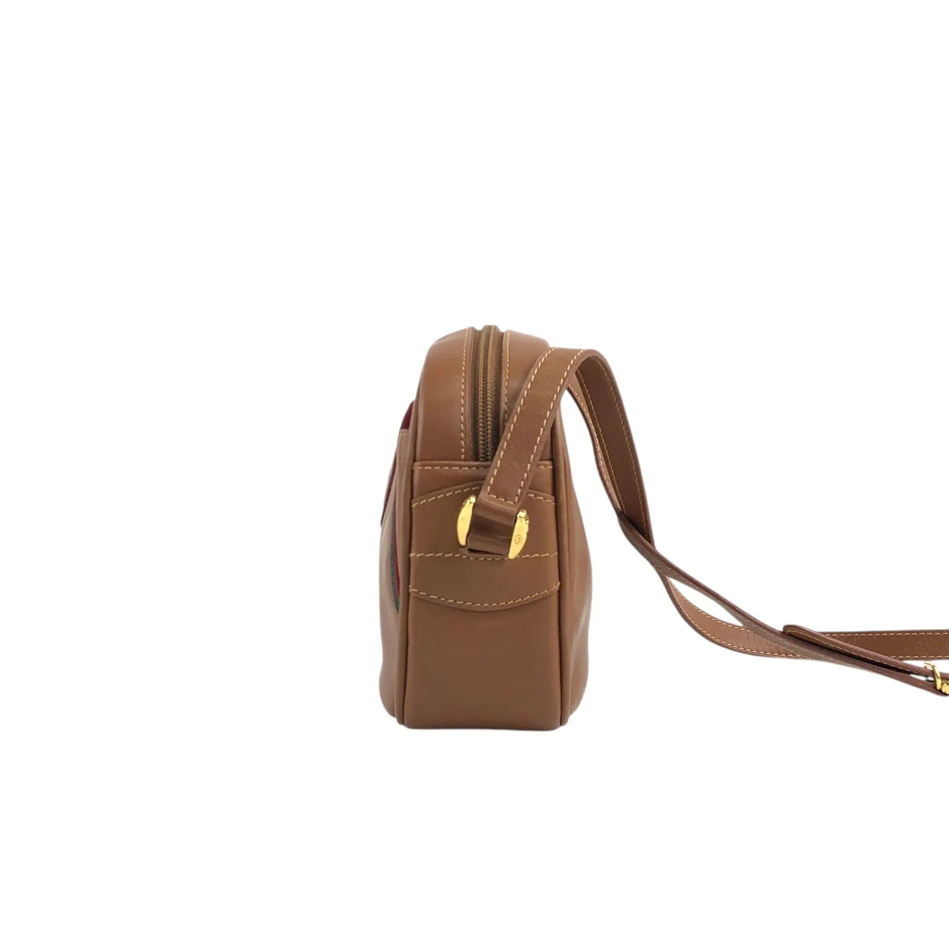 GUCCI Sherry Line Logo Embossed Shoulder bag Brown Vintage e8xuny
