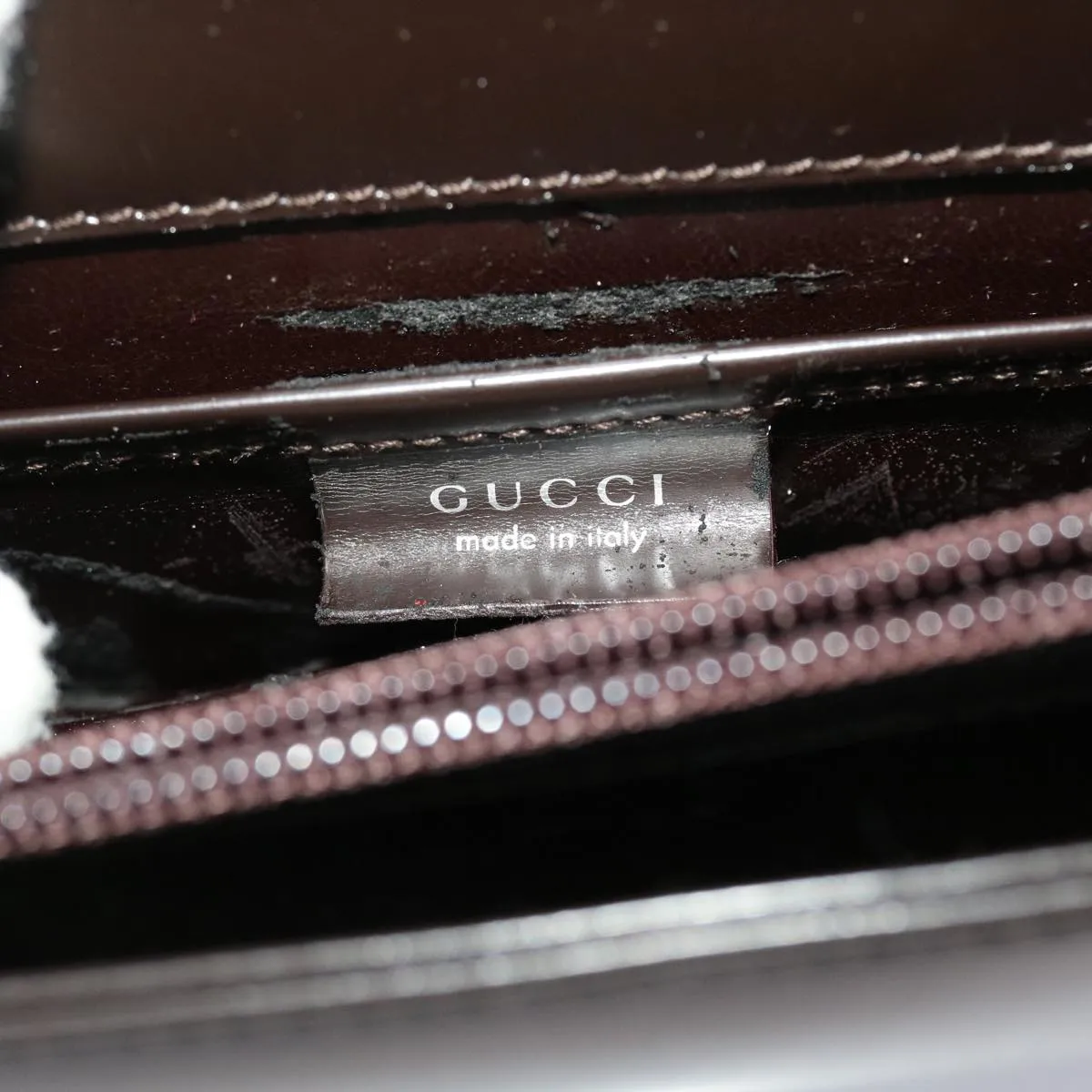 GUCCI Shoulder Bag Patent leather Brown  yk7420