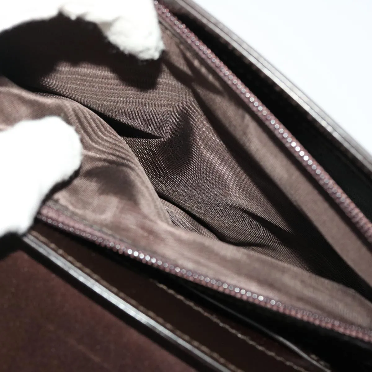 GUCCI Shoulder Bag Patent leather Brown  yk7420