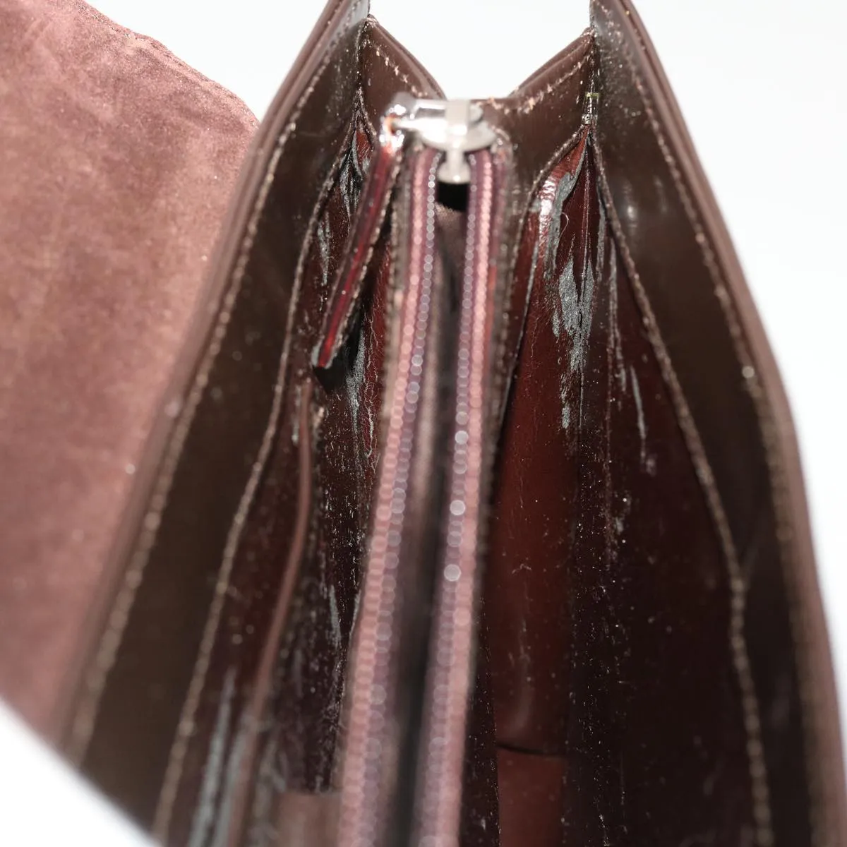 GUCCI Shoulder Bag Patent leather Brown  yk7420