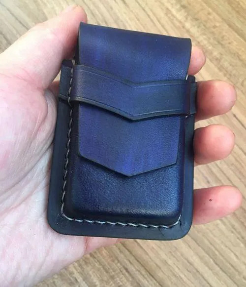 Handmade Coffee Leather Classic Zippo Lighter Case Standard Zippo Lighter Holder Pouch For Men