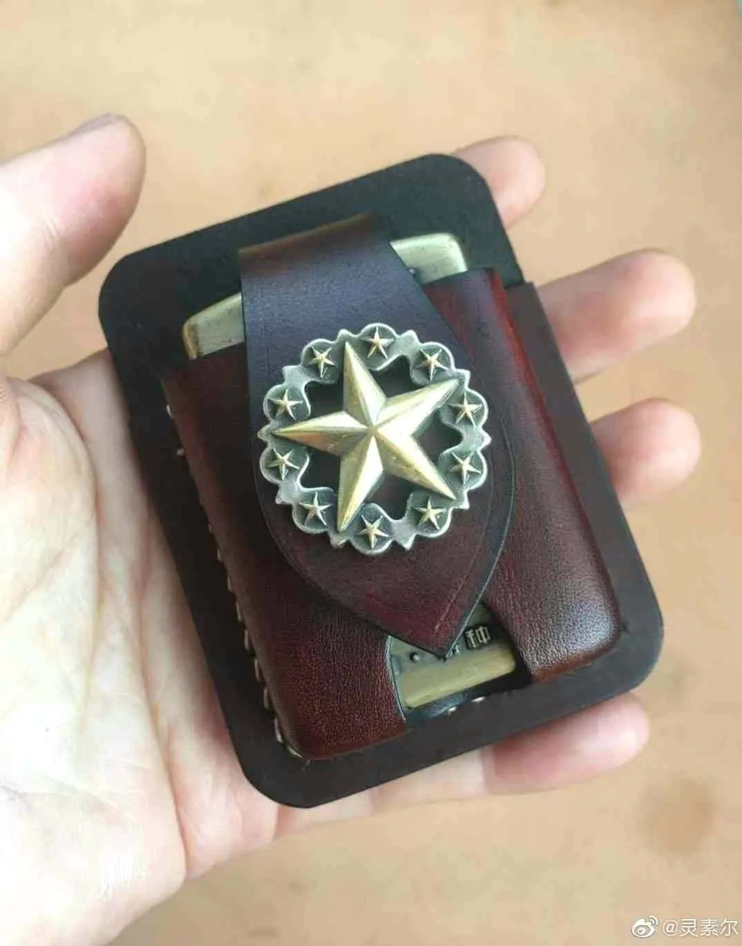 Handmade Coffee Leather Classic Zippo Lighter Case Standard Zippo Lighter Holder Pouch For Men
