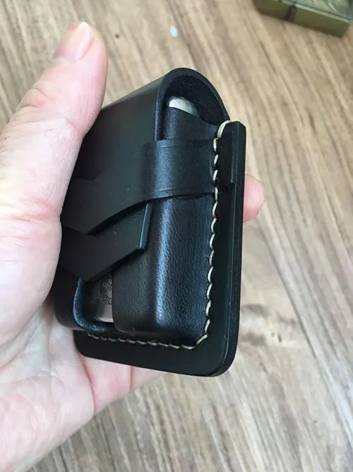 Handmade Coffee Leather Classic Zippo Lighter Case Standard Zippo Lighter Holder Pouch For Men