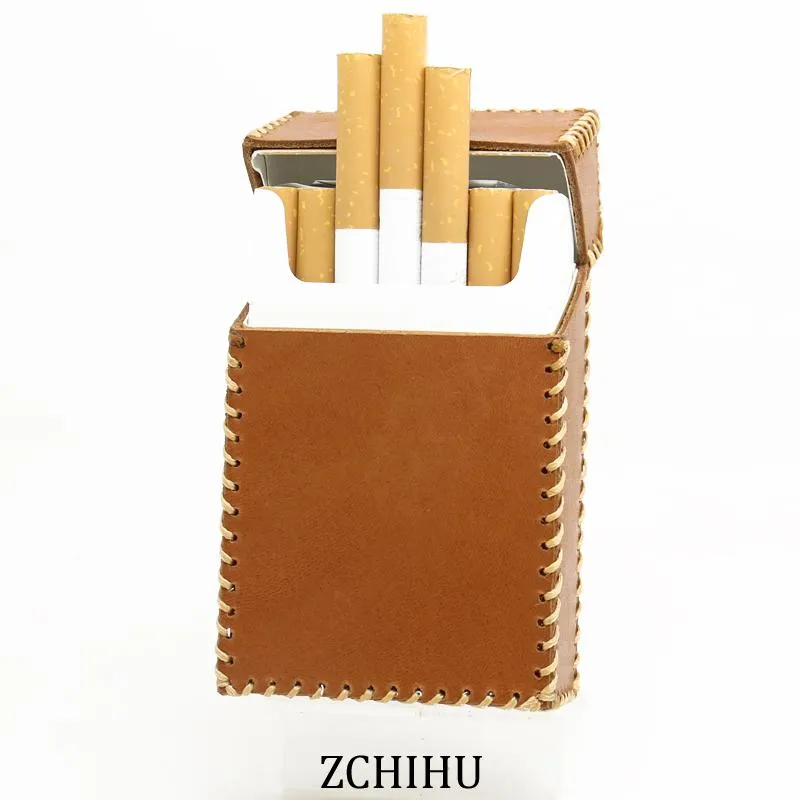 Handmade Cool Leather Mens Cigarette Holder Case Brown Cigarette Holder for Men