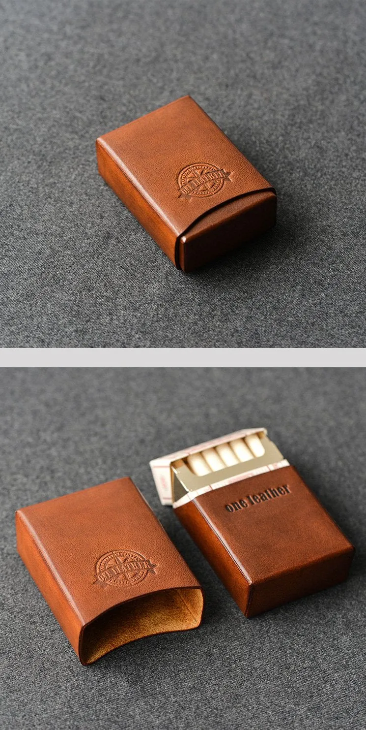 Handmade Green Leather Mens 20pcs Cigarette Case Cool Custom Cigarette Case for Men