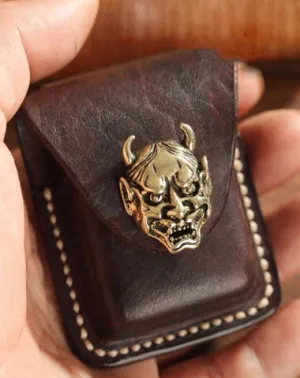 Handmade Leather Mens Zippo Lighter Case With Belt Loop Cool Dark Brown Standard Zippo Lighter Holders For Men
