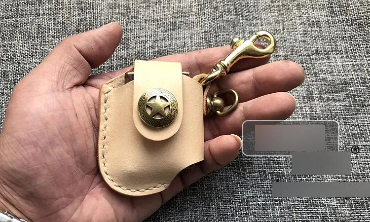 Handmade Mens Beige Leather Classic Zippo Lighter Case  Zippo Lighter Holder with Belt Clip