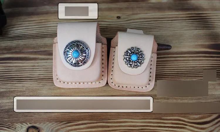 Handmade Mens Black Leather Armor Zippo Lighter Case Belt Zippo Lighter Holder with Belt Clip