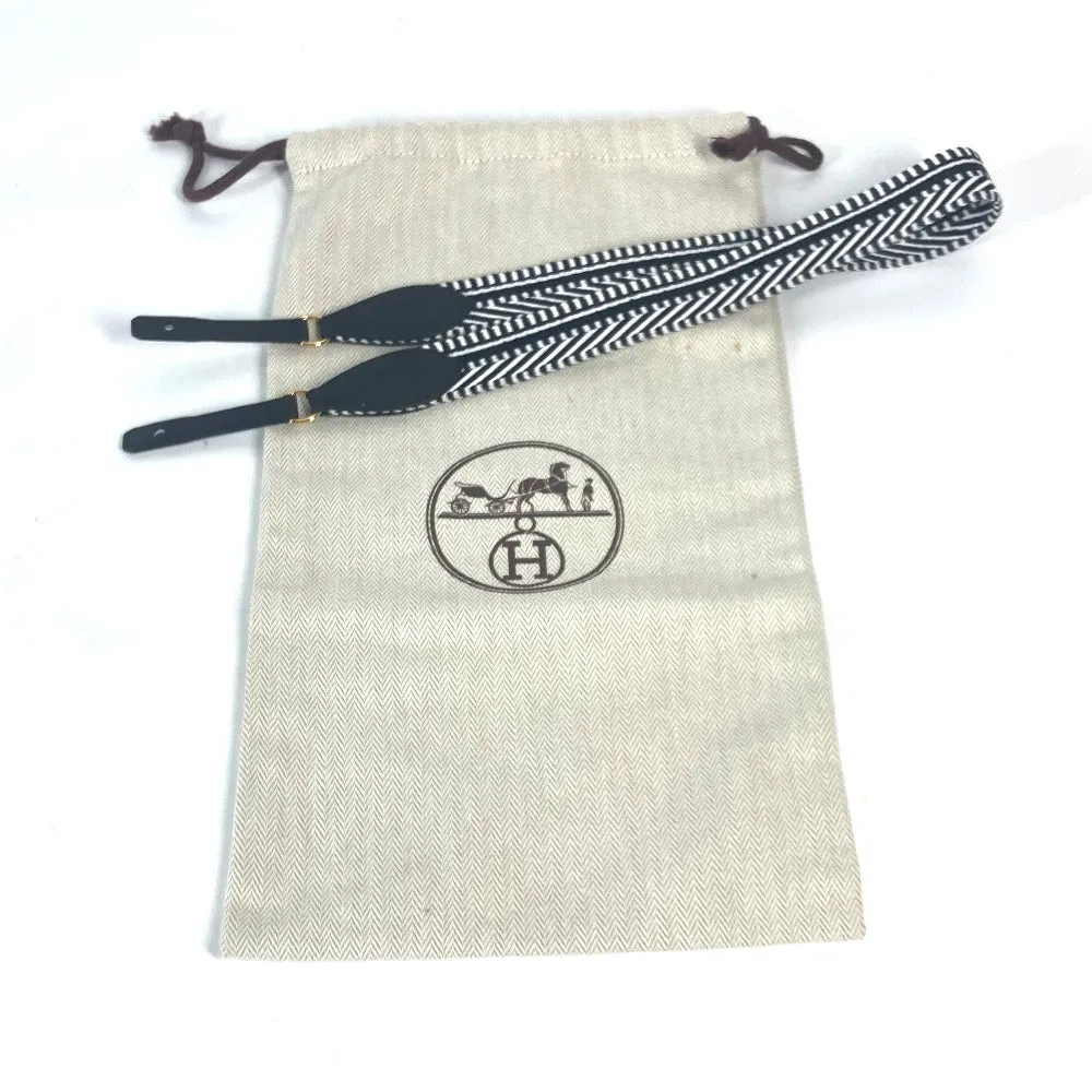 HERMES Shoulder strap Leather / canvas black bandouliere Cavale To Go