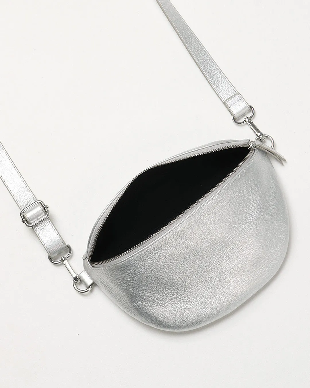 Jorja Leather Sling Bumbag - Silver