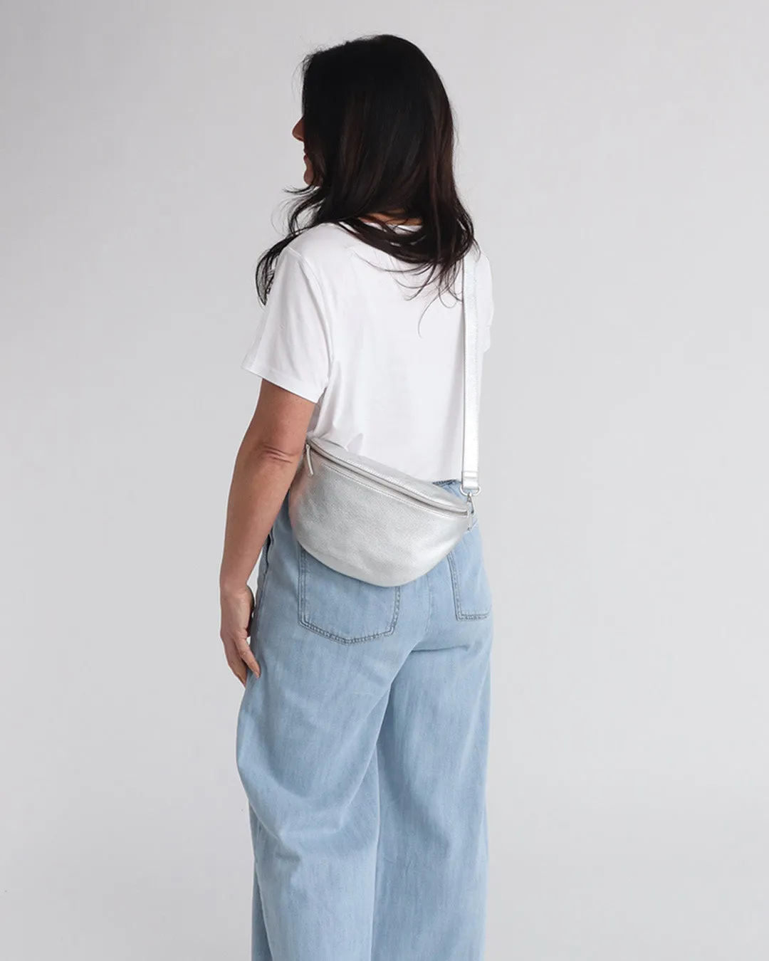 Jorja Leather Sling Bumbag - Silver