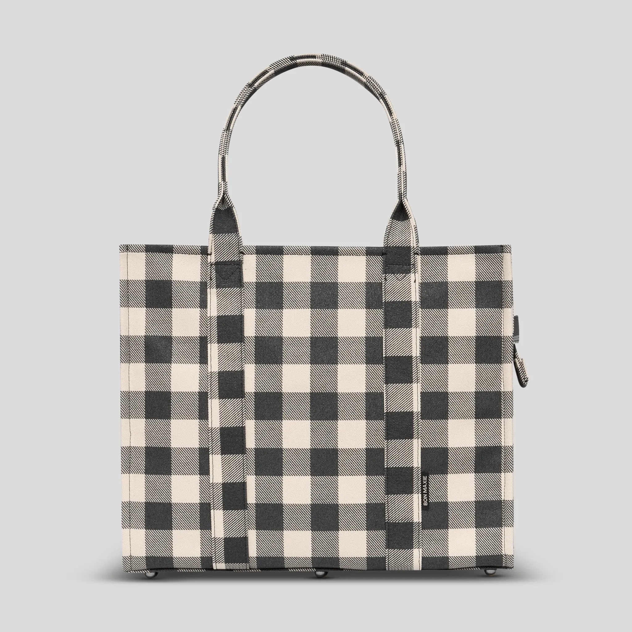 Large Bon Vivant Structured Tote Bag -- Black Gingham