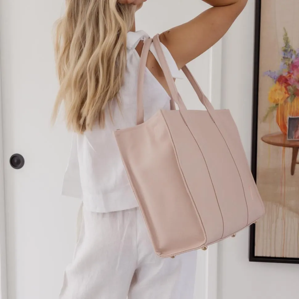 Large Bon Vivant Structured Tote Bag -- Milk Tea