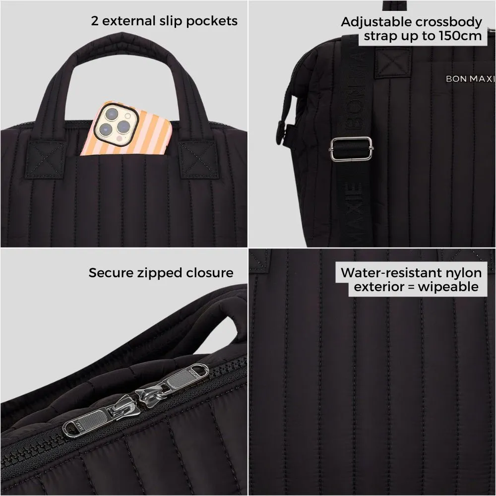 Large Puffy Pillow Crossbody Bag -- Black