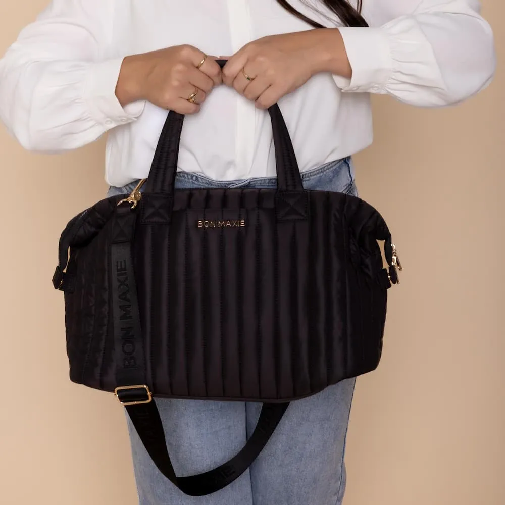 Large Puffy Pillow Crossbody Bag -- Black