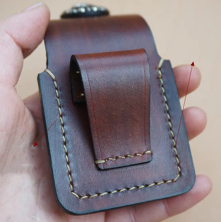 Leather Coffee Handmade Indian Mens Armor Zippo Lighter Case Zippo Lighter Holder with Belt Loop for Men