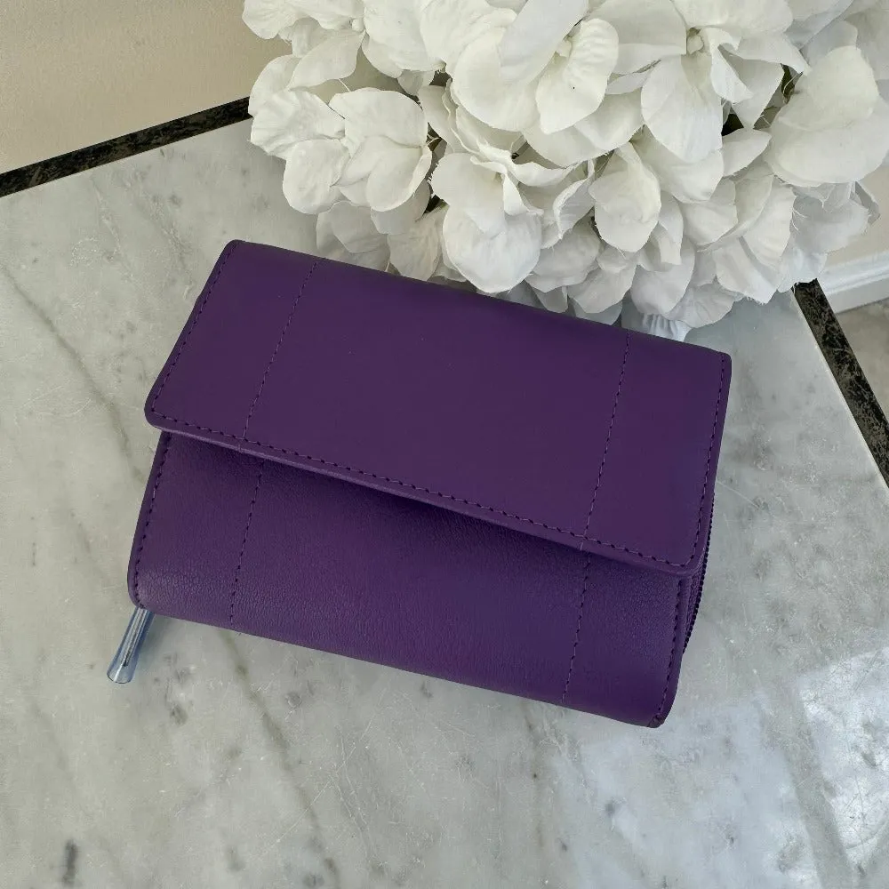 LLG Goat Nappa Leather Zip Round Tray Purse