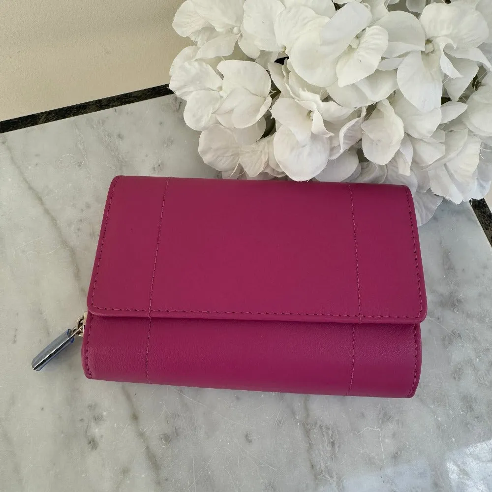 LLG Goat Nappa Leather Zip Round Tray Purse