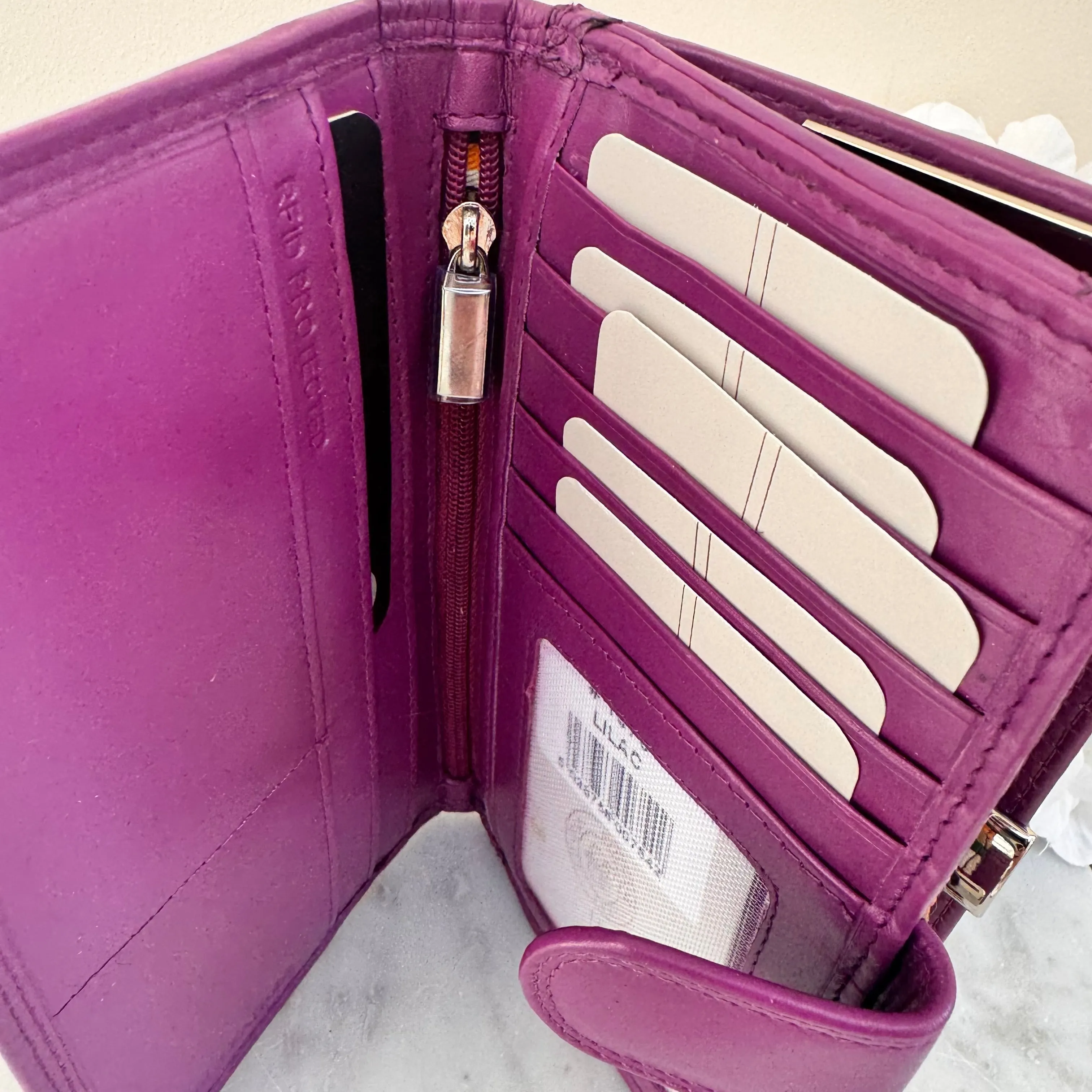 LLG Soft Nappa Leather Large Purse with Clip Section