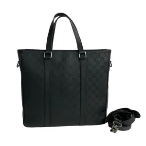 LOUIS VUITTON Shoulder Bag leather black Damier Anfini Tadao PM