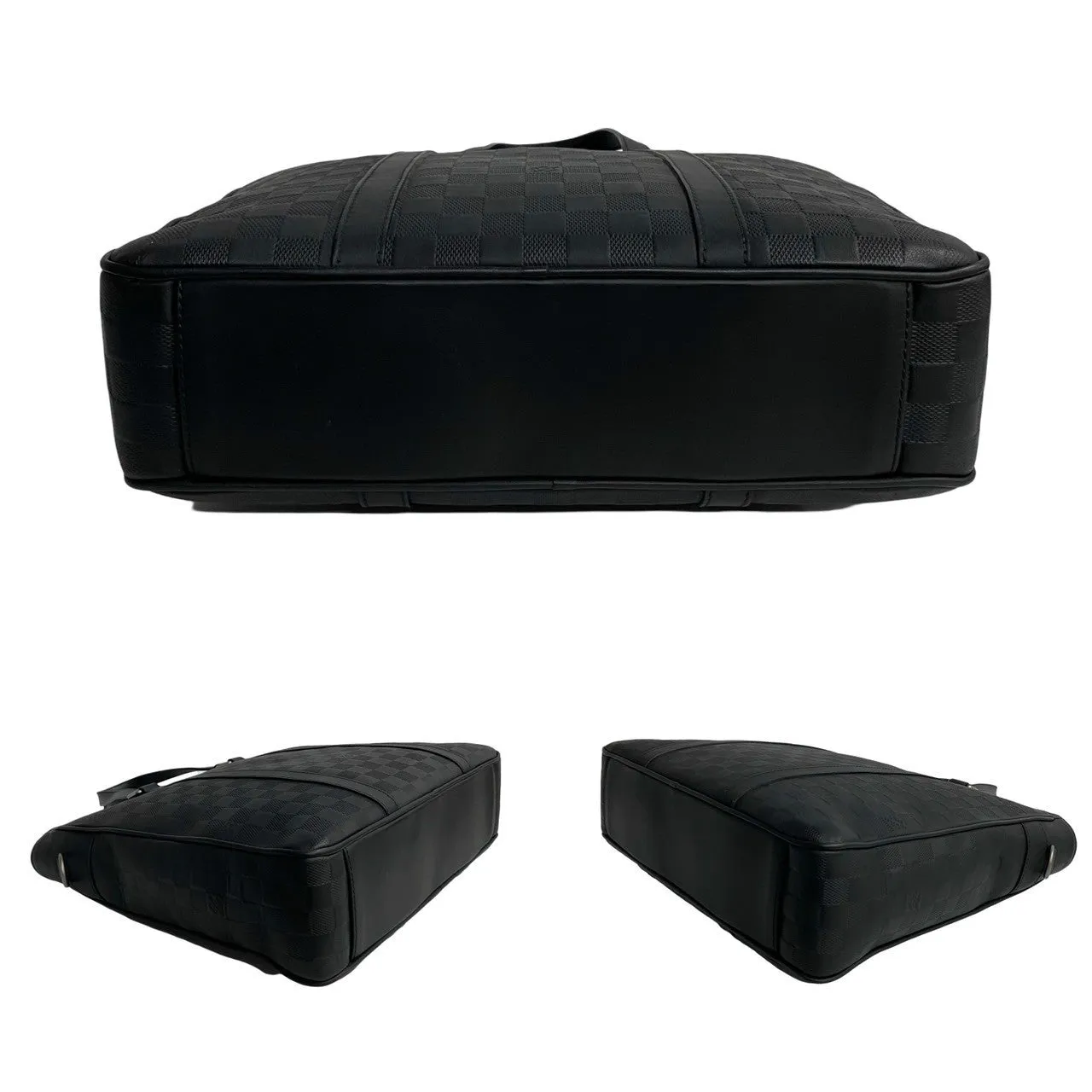 LOUIS VUITTON Shoulder Bag leather black Damier Anfini Tadao PM