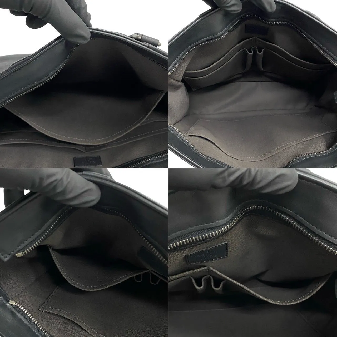 LOUIS VUITTON Shoulder Bag leather black Damier Anfini Tadao PM