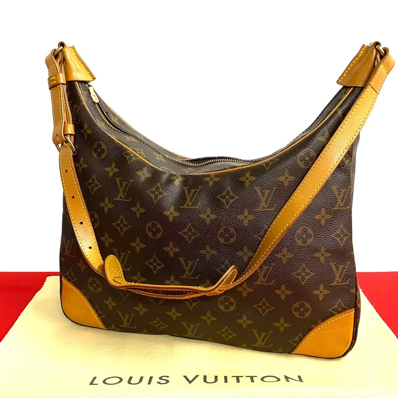LOUIS VUITTON Shoulder Bag leather Brown Monogram Boulogne 35