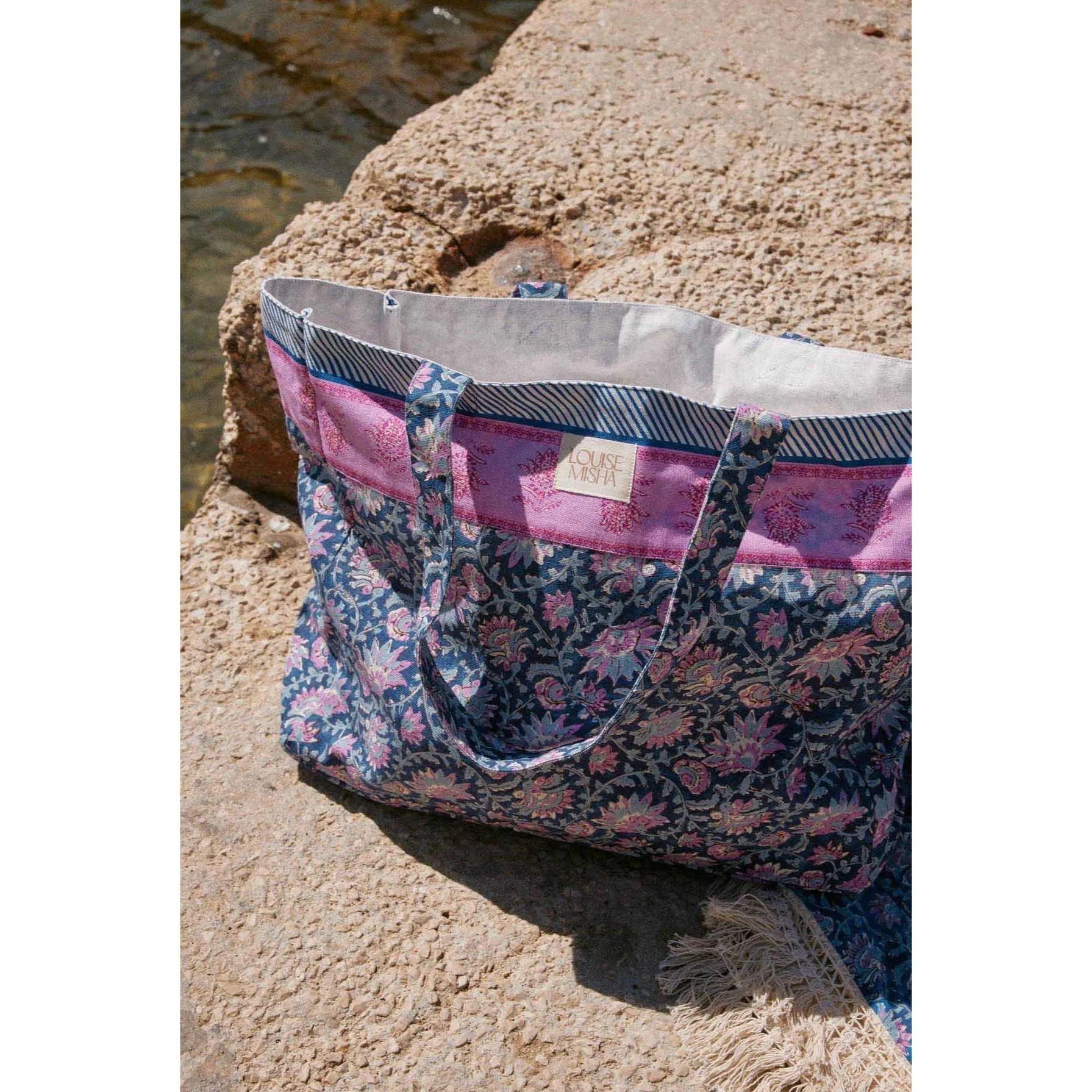 Louise Misha Tote Bag Beverly - Printed Duck Weave - Blue Capri Cove