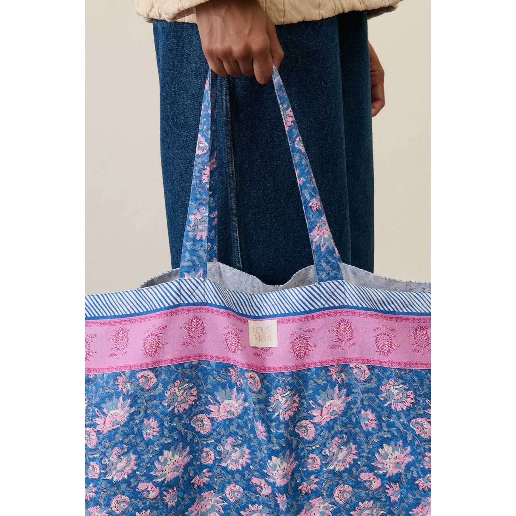 Louise Misha Tote Bag Beverly - Printed Duck Weave - Blue Capri Cove