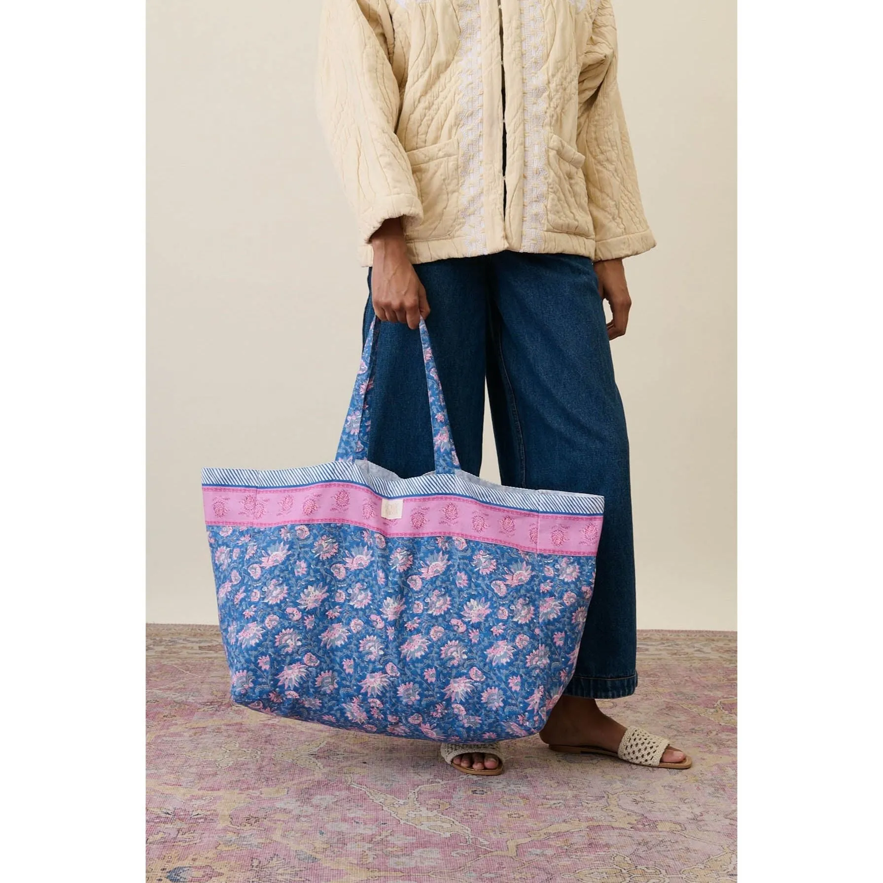 Louise Misha Tote Bag Beverly - Printed Duck Weave - Blue Capri Cove