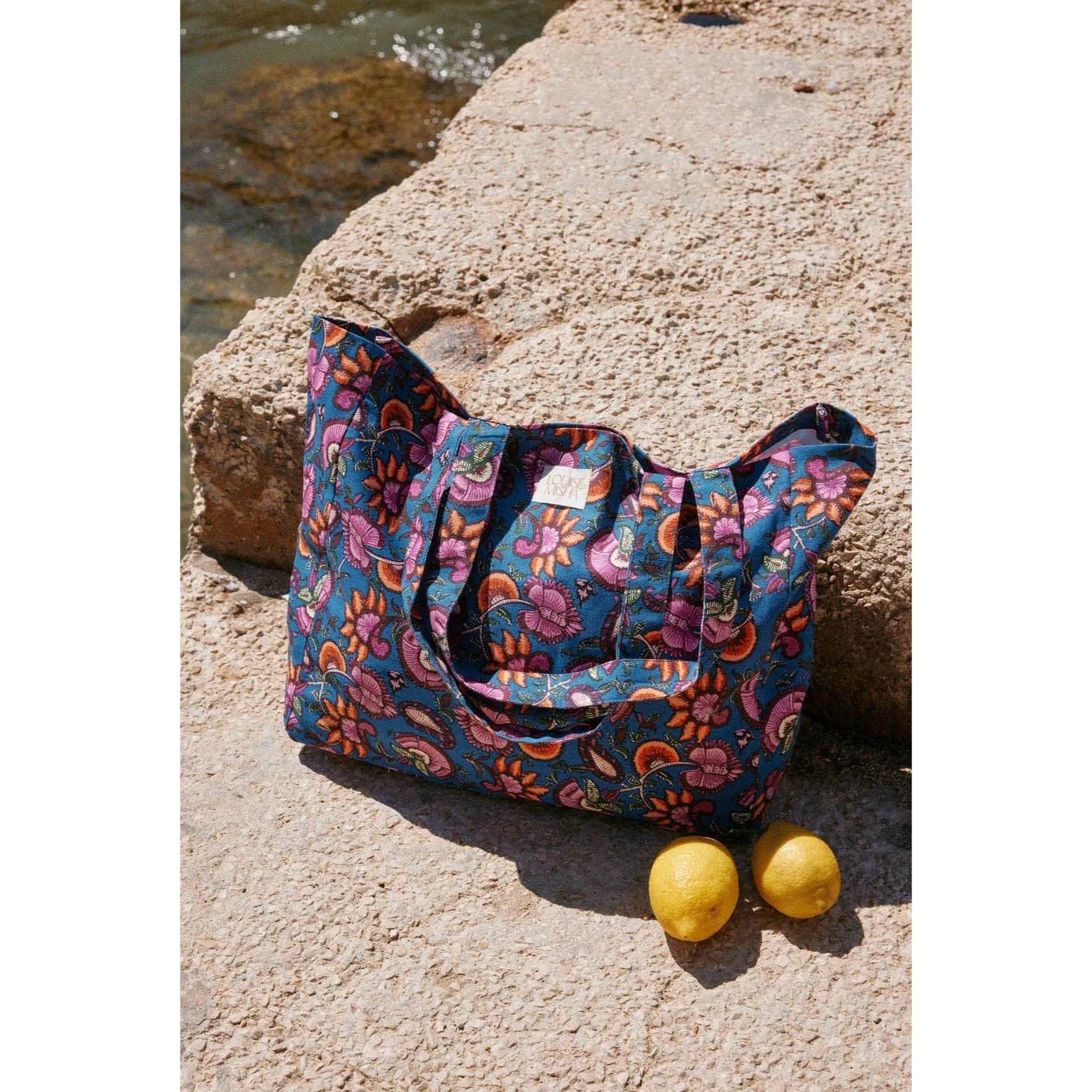 Louise Misha Tote Bag Beverly - Printed Duck Weave - Blue Dolce Flowers