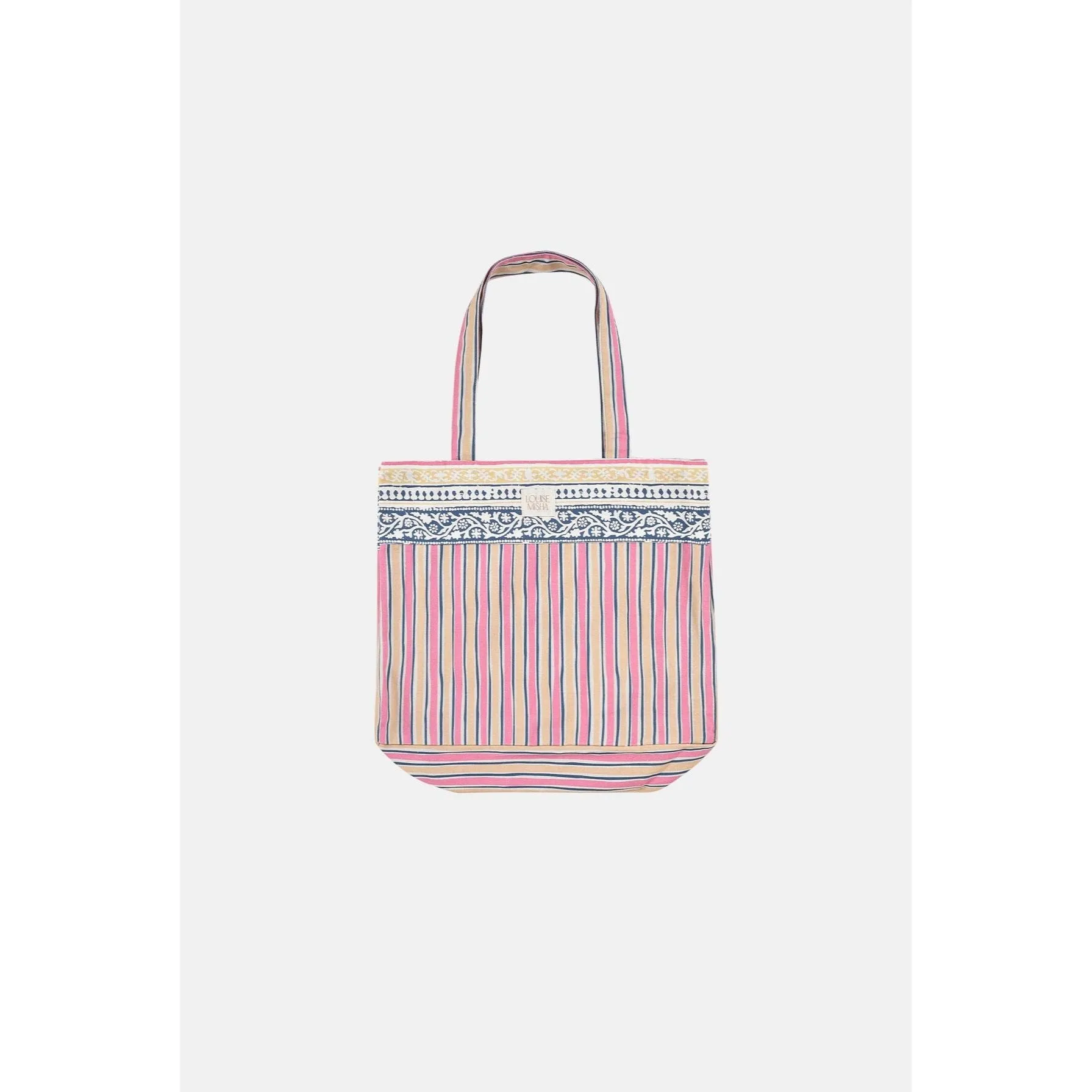 Louise Misha Tote Bag Beverly - Printed Duck Weave - Pink Catania Stripes