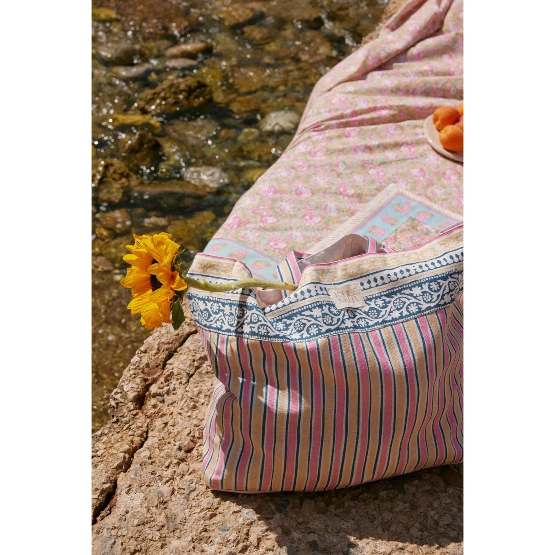 Louise Misha Tote Bag Beverly - Printed Duck Weave - Pink Catania Stripes