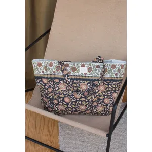 Louise Misha Tote Bag Beverly - Printed Organic Cotton Canvas - Charc Endless Fields