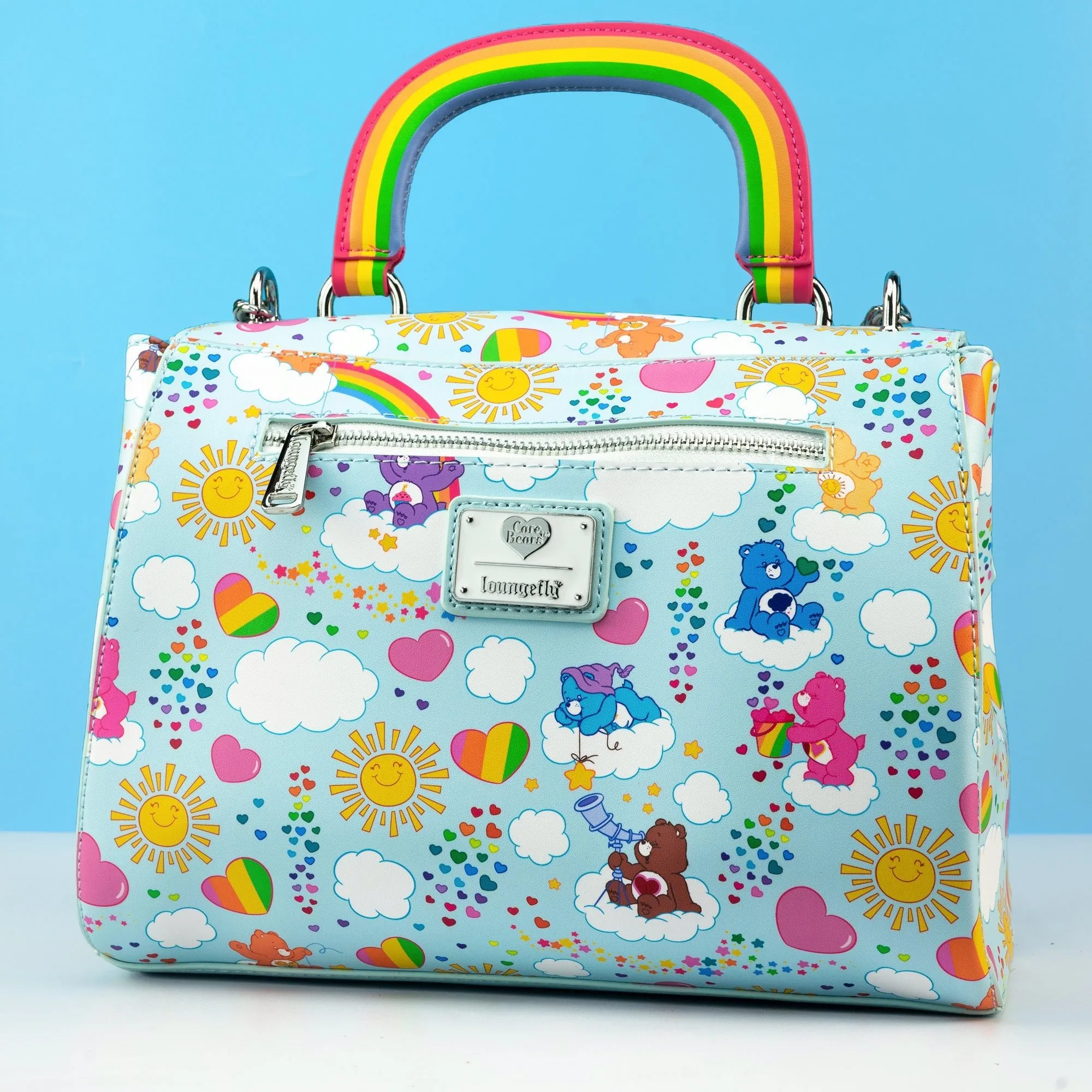 Loungefly x Care Bears All Over Print Rainbow Handle Crossbody Bag