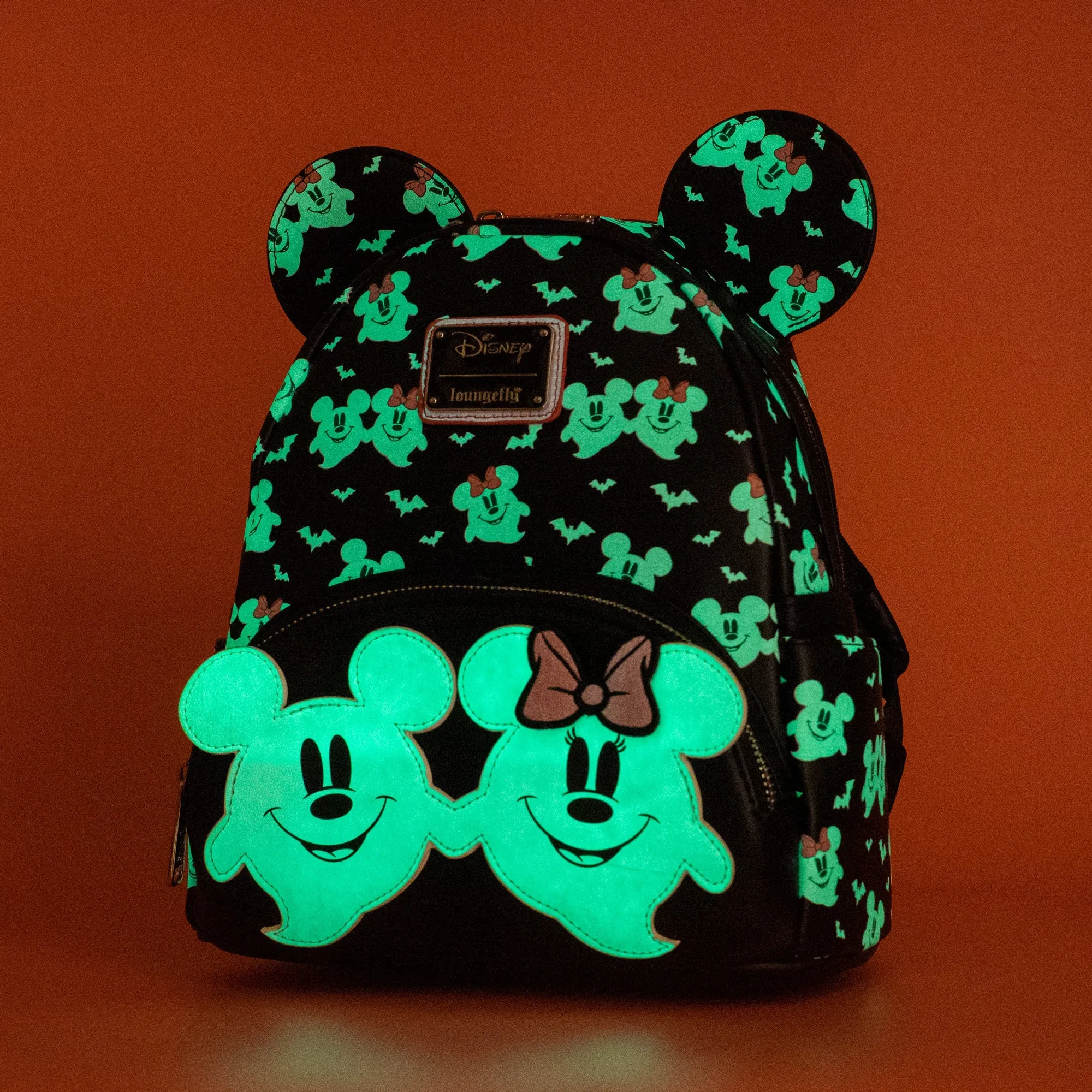 Loungefly x Disney Ghost Mickey and Minnie Glow in the Dark Print Mini Backpack