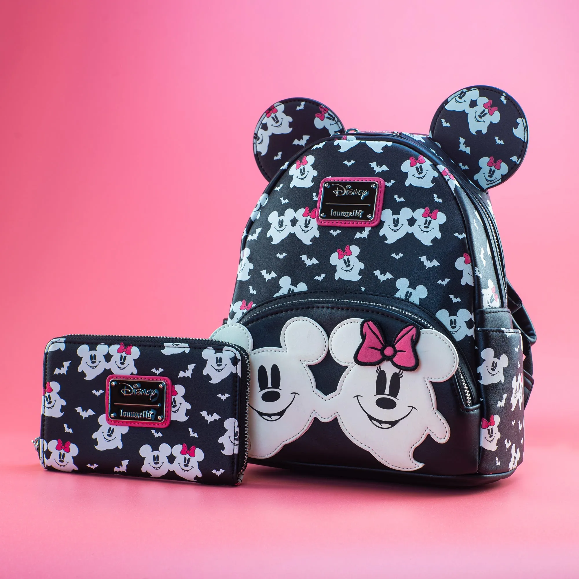 Loungefly x Disney Ghost Mickey and Minnie Glow in the Dark Print Mini Backpack