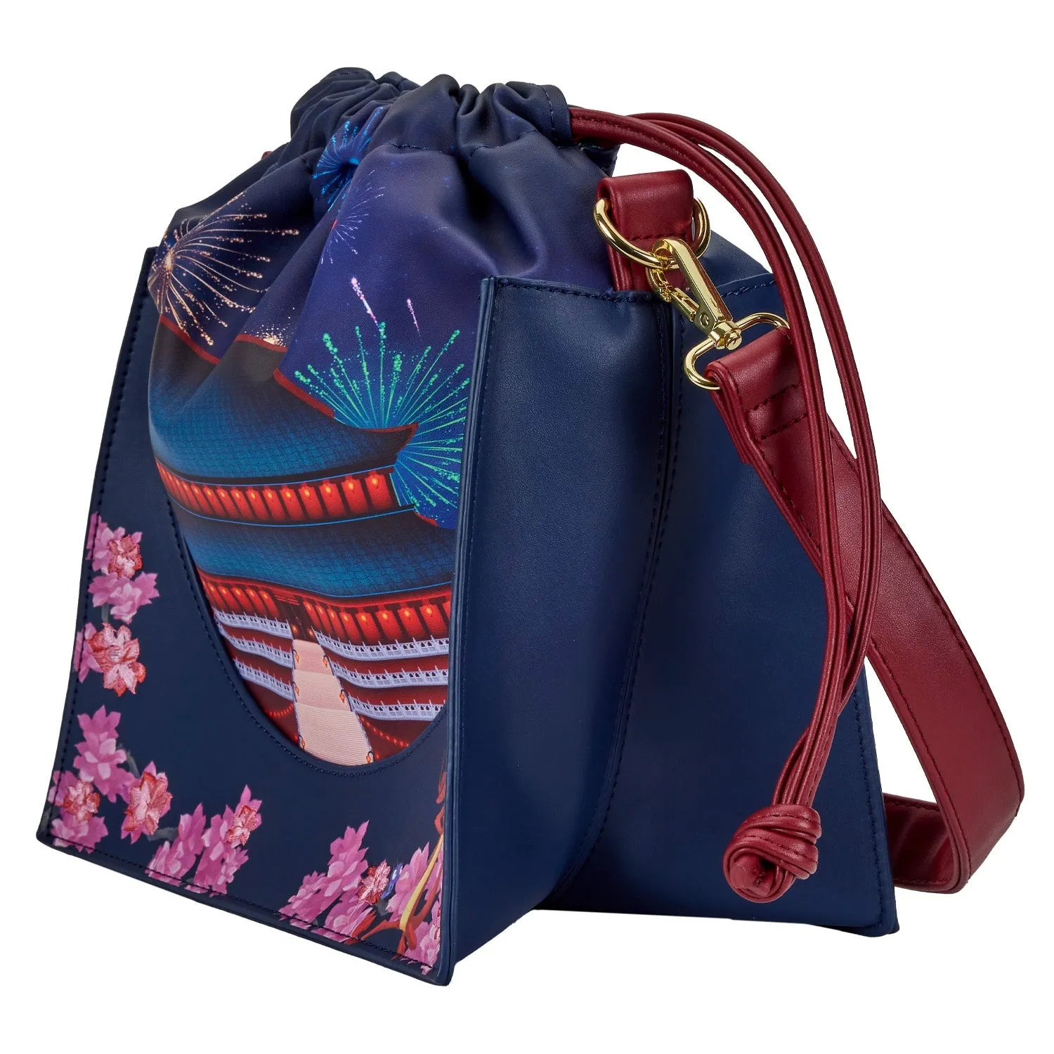 Loungefly x Disney Mulan Castle Cinch Sack Crossbody Bag