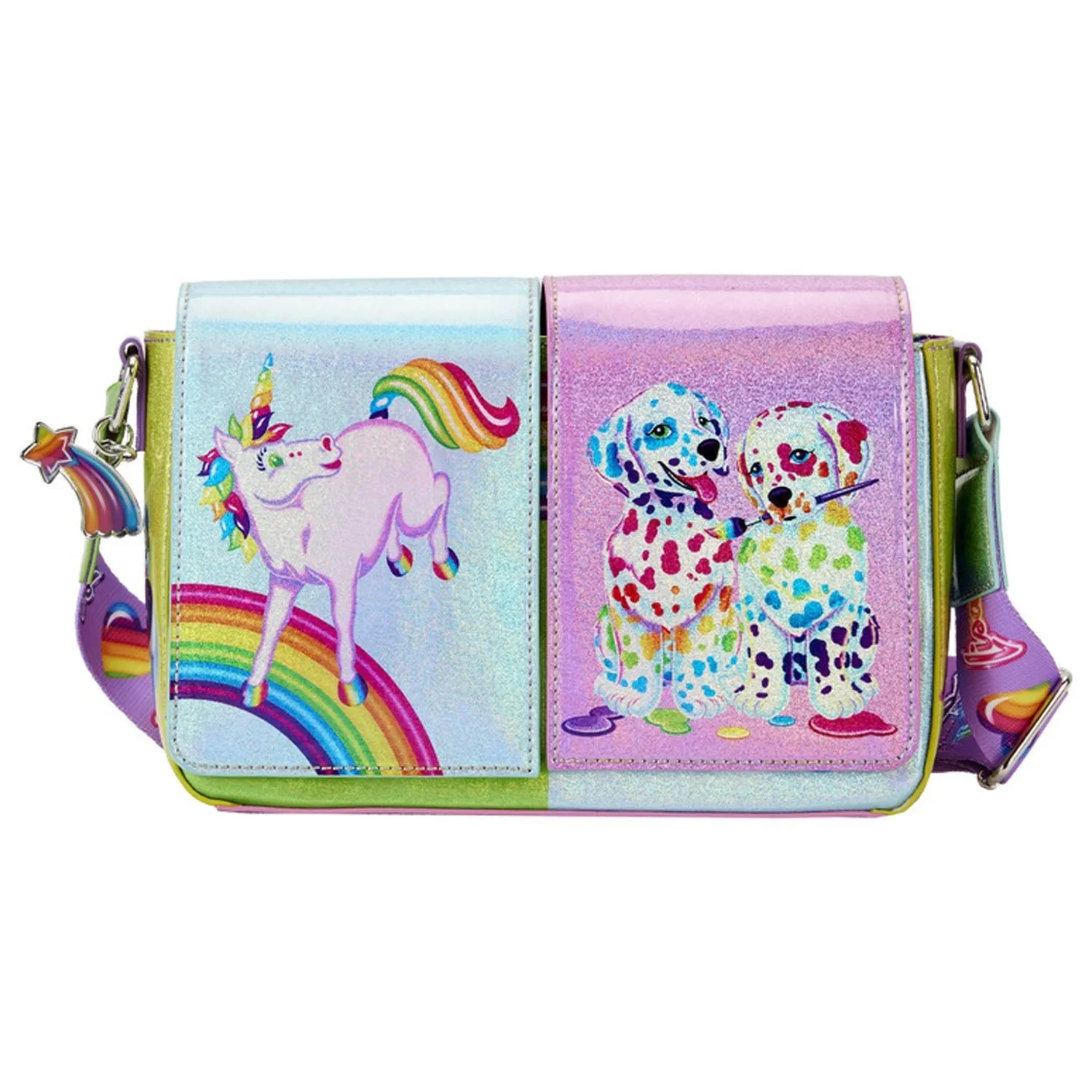 Loungefly x Lisa Frank Glitter Colour Block Crossbody Bag