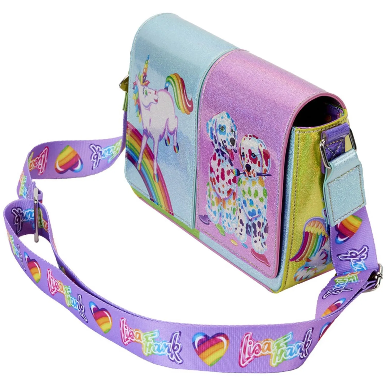 Loungefly x Lisa Frank Glitter Colour Block Crossbody Bag