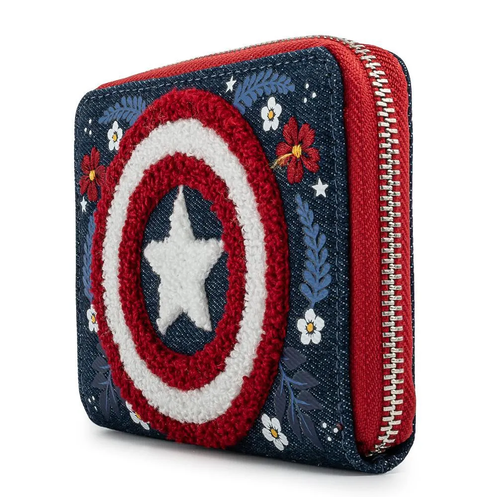 Loungefly x Marvel Captain America 80th Anniversary Floral Shield Purse