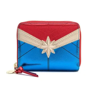 Loungefly x Marvel Captain Marvel Metallic Zip Around Purse