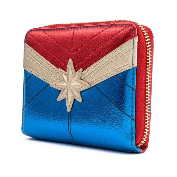 Loungefly x Marvel Captain Marvel Metallic Zip Around Purse