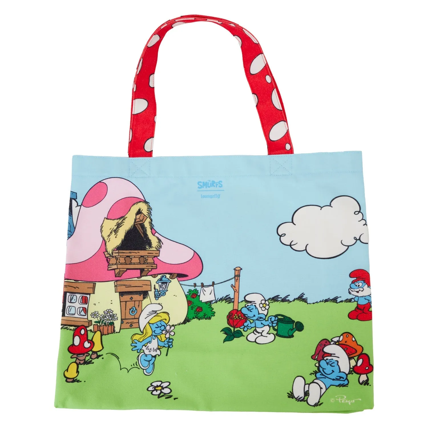 Loungefly x The Smurfs Village Life Canvas Tote Bag