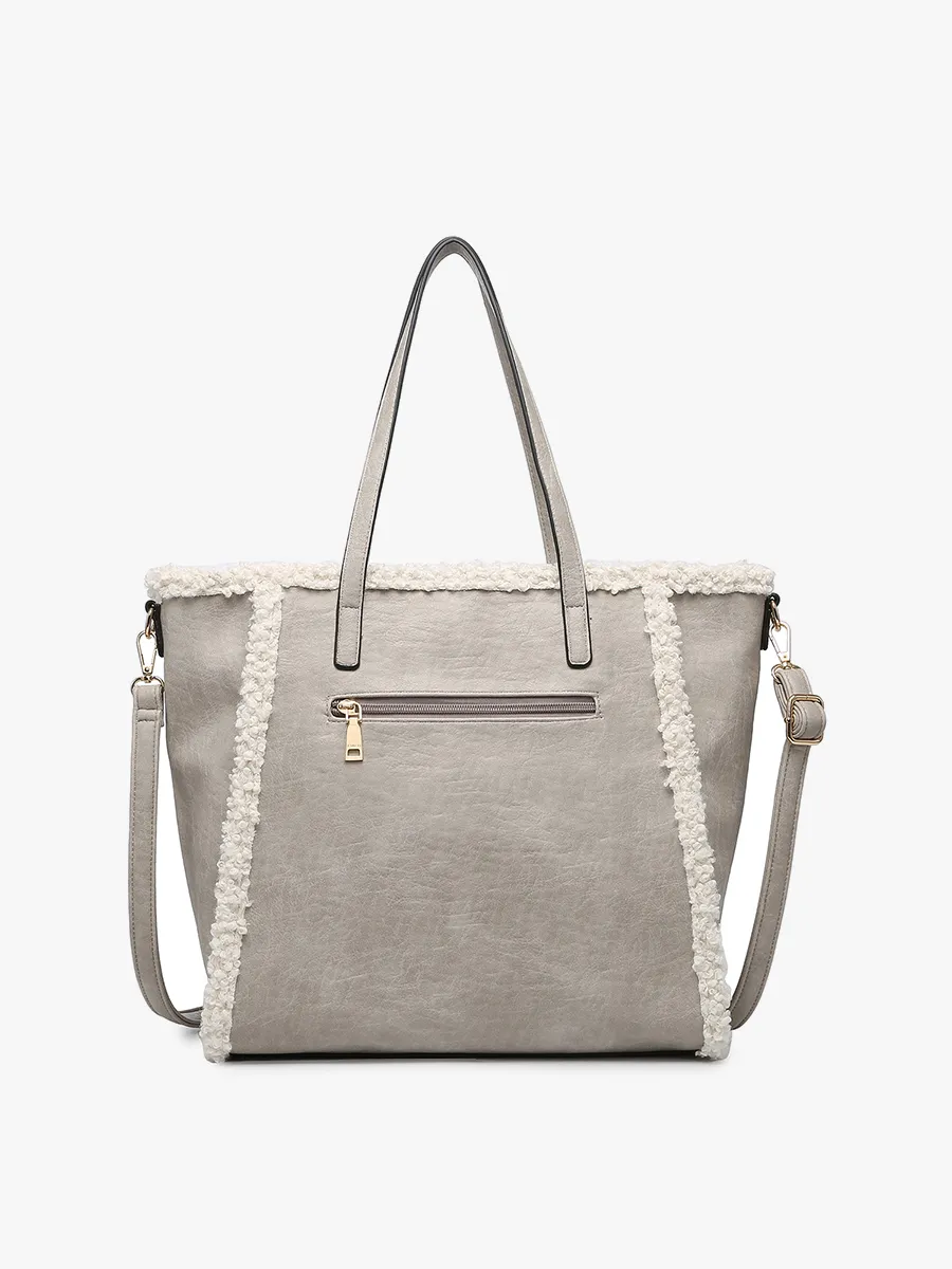 Lulu Vegan Sherpa Trim Tote