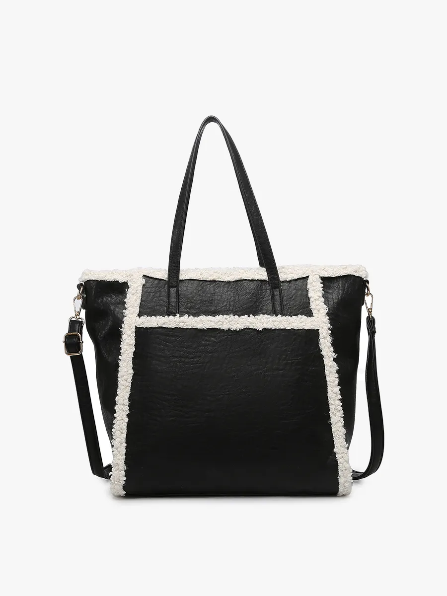 Lulu Vegan Sherpa Trim Tote