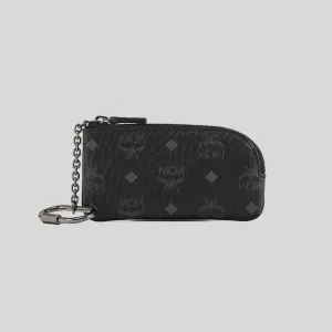 MCM Aren Key Pouch in Visetos Black MXKDSTA01BK001