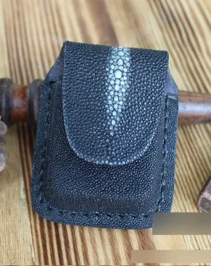 Mens Black Leather Classic Zippo Lighter Handmade Case Zippo Lighter Holder with Belt Loop